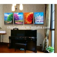 Modern Landscape 4 Panels Framed Canvas Print Wall Art, Ready to Hang